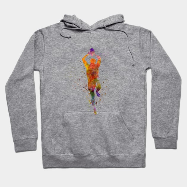 Rugby player in watercolor Hoodie by PaulrommerArt